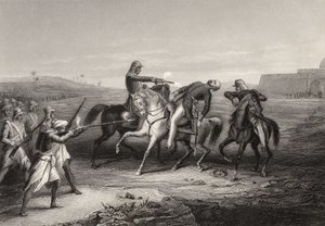 1858年に出版された「インド反乱の歴史」から1857年7月1日、Mhowで反逆者によって殺されたジョンプラット大佐