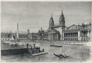 コロンブス万国博覧会 1893年シカゴ万国博覧会：機械ホール - 1893年のエングレーヴィング 「The graphic」より - World Exhibition 1893 作： English School