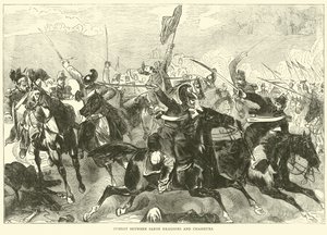 1870年9月、ザクセンの竜騎兵とシャサールの間の戦闘 作： English School