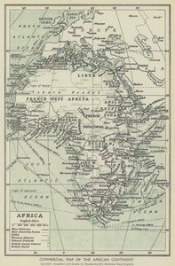 アフリカ大陸の商業地図（リトグラフ） 作： English School