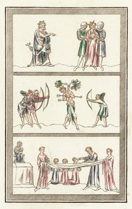 エドモンドの断罪、エドモンド王の死、主の晩餐の秘跡（彩色彫刻版 作： English School