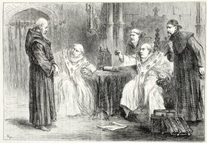 ソープとアランデルの間の会議、ジェームズエイトケンワイリー（1808〜1890年）によるパブのプロテスタンティズムの歴史からのイラスト。 1878 作： English School