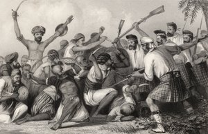 1858年5月6日、1858年に出版された「インディアン反乱の歴史」からのバリーリーの前のガーゼとの対立