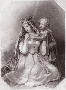 ジェフロイ・プランタジーンの未亡人、ブルターニュのコンスタンス（The Life and Death of King John） ブルターニュ公ジェフリー2世の未亡人、レディ・コンスタンス（The Life and Death of King John） in - 「シェイクスピア女性ギャラリー、45人の真剣な肖像画のコレクション 作： English School