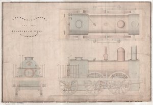 スタンホープアンドタインレイルウェイ社のR.およびW.ホーソーン社による建築図面、0-4-2機関車および入札 作： English School