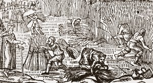 収穫を示す現代の木版画