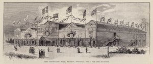 1892年のアルスター・ユニオニスト大会のために建設されたベルファストのコンベンション・ホール（リトグラフ 作： English School