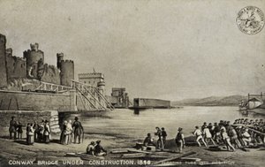 建設中のコンウェイブリッジ、1848年