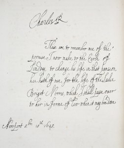チャールズ2世によって書かれた手紙のコピー、1648 作： English School