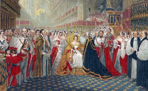 1837年ヴィクトリア女王戴冠式（プリント） 作： English School