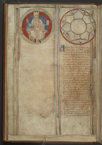 コットン MS クラウディウス D VI、f.5v f. 5v: アングロサクソン七王国の七つの王国の説明、1255-59 年頃 (ベラム) 作： English School