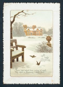 雪の中でカントリーハウス、クリスマスカード 作： English School
