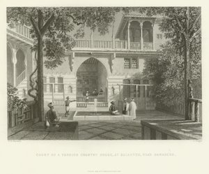ダマスカス近郊のサラヒエトルコカントリーハウスの裁判所、1837年 作： English School