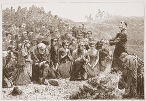 ウィタダーのほとりで崇拝する聖約者、ジェームズエイトケンワイリー（1808〜1890年）の「プロテスタンティズムの歴史」からの挿絵。 1878 作： English School