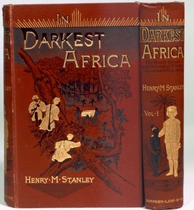 In Darkest Africaのカバー：または、エミンのクエスト、レスキュー、リトリート（エクアトリア州知事）、ボリュームI、1890年発行