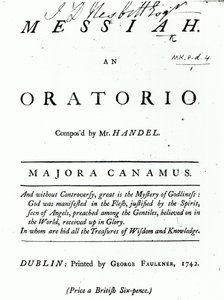 ヘンデルの救世主のための楽譜のカバー、1742年に公開
