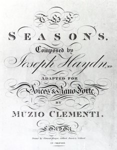ジョセフ・ハイドン（1732-1809）による「季節」のスコアシートの表紙 作： English School