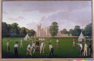 カンフォードマナーのクリケット、1855 作： English School