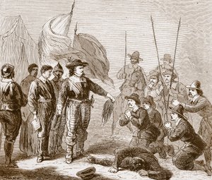 軍の反乱を鎮圧するクロムウェル、1649 作： English School