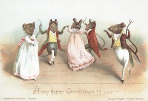 服を着て踊るマウス、クリスマスカード 作： English School