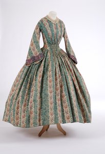 デイドレス、1840年代（プリントウール生地） 作： English School