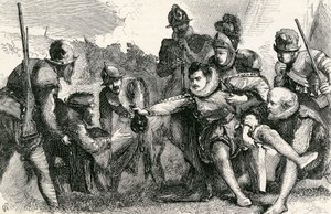 ズトフェンの戦いでのフィリップシドニー卿の死、1865年 作： English School