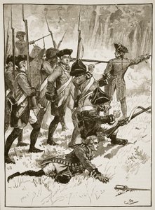 1755年、インドの待ち伏せでのブラドック将軍の敗北、カッセルズイラストレイテッドイングランドオブイングランドのイラスト（セピア写真） 作： English School