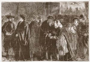 クッテンベルクから追放された大臣の出発、イラストはジェームズ・エイトケン・ワイリー（1808-1890）によるプロテスタンティズムの歴史、パブ。 1878