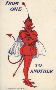 チューダー朝のドレスを着た悪魔（カラーリトグラフ 作： English School