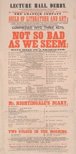 ディケンズのビラ：1852年8月25日のプログラム、ダービーのレクチャーホールで見られるほど悪くない