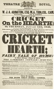 ディケンズプレイビル：1846年1月15日、ダービーのシアターロイヤルでの囲炉裏のクリケット