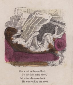 The Field」の新聞を読む犬（彩色済み彫刻 作： English School
