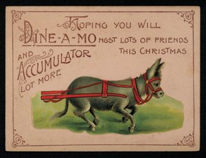 ロバとクリスマスのメッセージ、グリーティングカード。(クロモリト) 作： English School