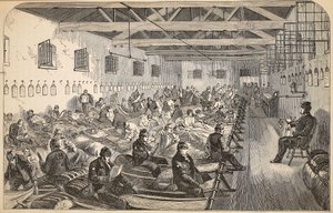コールバスフィールズ刑務所の寮、ロンドンの刑務所刑務所のイラスト、ヘンリーメイヒューとジョンビニーによる刑務所の生活のシーン、パブ。 1862 作： English School
