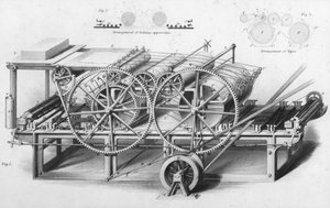 チャールズトムリンソン編集、1880年代頃の「有用な芸術品と製造業の百科事典」の二重シリンダー印刷機 作： English School