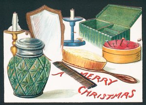 ドレッシングテーブルの内容、クリスマスカード 作： English School