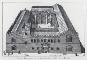 Logganの後の古い学校の東正面、c 1688 作： English School