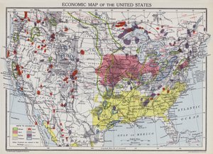 アメリカ経済地図（カラーリトグラフ） 作： English School