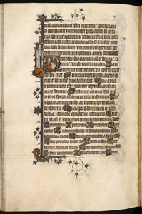 Egerton MS 3277、f.131v、「Bohun Psalter & Hours」（ベラム）より、祈りを捧げるボフンの女性、限界のライオンと城 作： English School