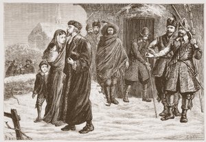 冬のハンガリーのプロテスタント牧師の追放、イラスト：James Aitken Wylie（1808-1890）によるThe Protestantismの歴史、パブ。 1878 作： English School