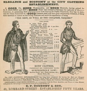 シティ服飾店での優雅さと経済。 EP Doudney＆Son、49 Lombard Street、ロンドン 作： English School