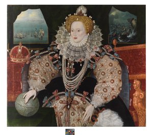 エリザベス1世（「アルマダの肖像」） 1588年頃 オーク材パネルに油彩 作： English School