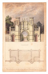 1839年頃にThe Lady Magazineが発行したハイゲート墓地への入り口。 作： English School