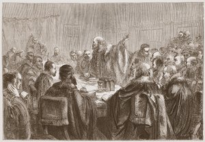 ジェームズエイトケンワイリー（1808-1890）によるパブのプロテスタンティズムの歴史からの挿絵、ドートのSynodのメンバーを扱っているエピスコピウス。 1878 作： English School