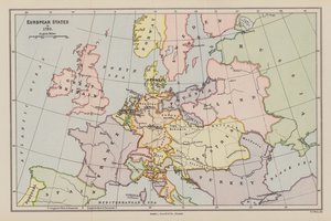 1792年のヨーロッパ諸国（カラーリトグラフ） 作： English School