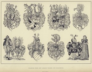 ヨスト・アマンの「Wappen und Stammbuch」（リトグラフ）の例 作： English School