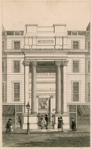 エクセターホール、ストランド、ロンドン; Gentlemans Magazineから。証明 作： English School