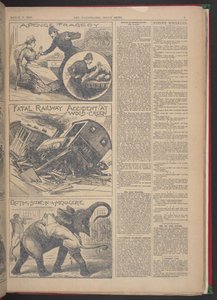 「ウッドグリーンでの鉄道死亡事故イラストレイテッド・ポリス・ニュース1895年3月9日（新聞紙面） 作： English School