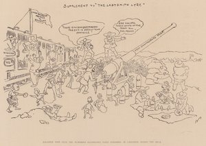 包囲中にレディスミスで発行されたユーモラスな絵入り新聞のファクシミリ・ページ（リトグラフ）