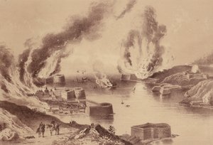 セヴァストポリ陥落、クリミア戦争（リトグラフ） 作： English School